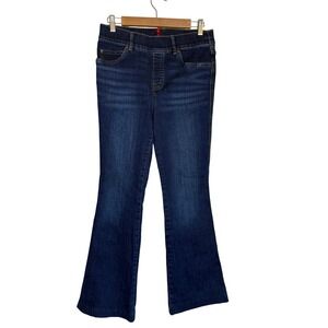 Spanx Jeans Women Petite Medium Blue Stretch Pull On Flare Leg Denim Comfort